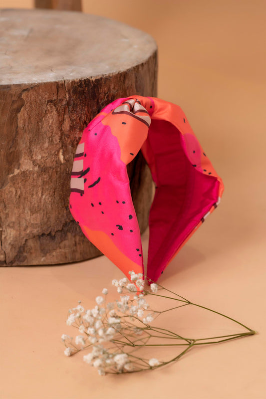 Hotpink Printed Turban Band