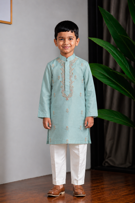 Blue Shimmer Dori Kurta