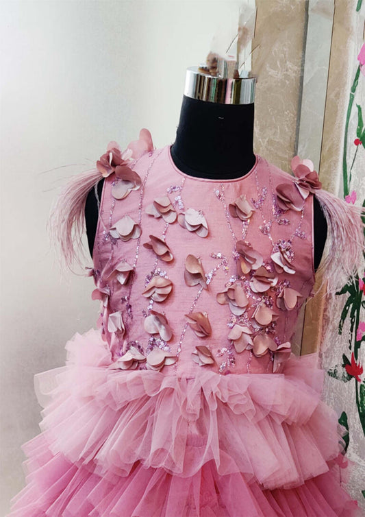 Onion Pink Gown With Train