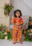 Orange Patola Top With Pant Set