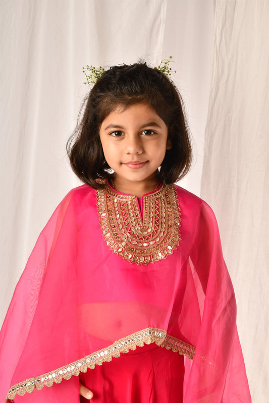 Pink Cape Dhoti Set