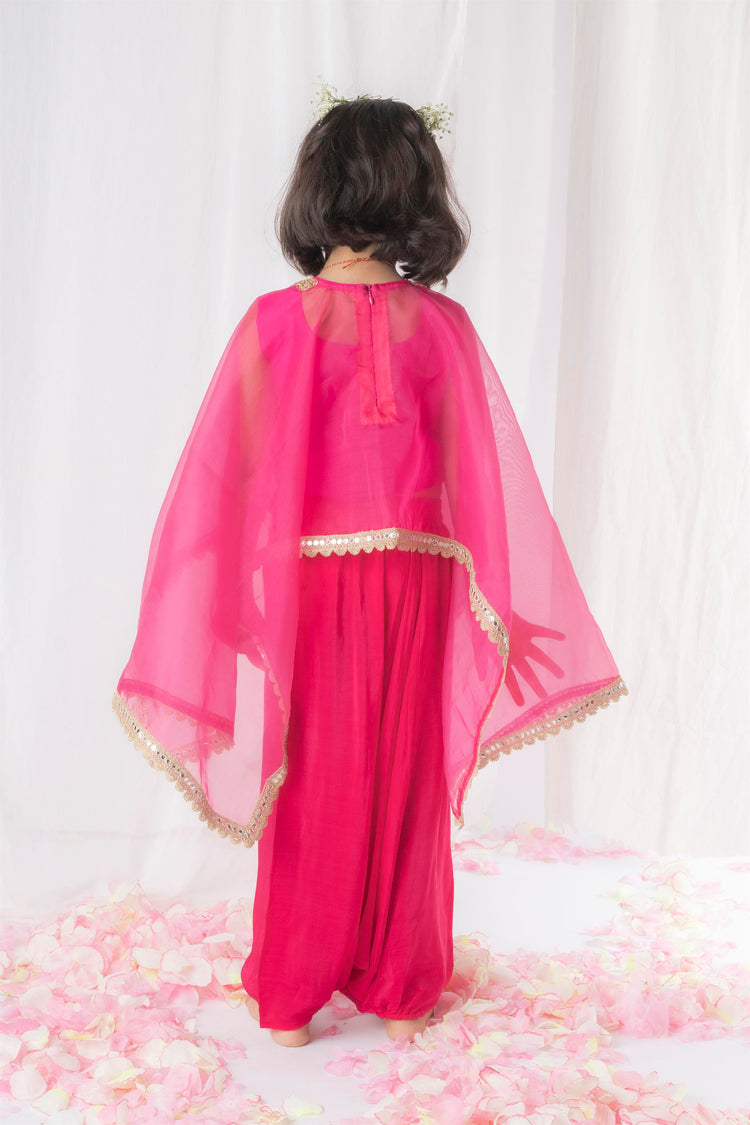 Pink Cape Dhoti Set