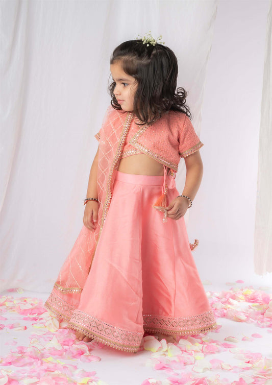 Peach Chikankari Ghaghra Set