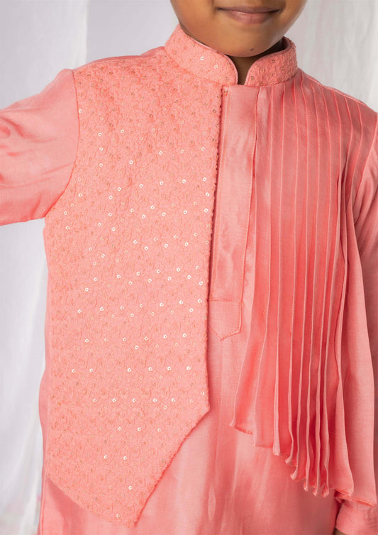 Peach Chikankari Kurta Churidar