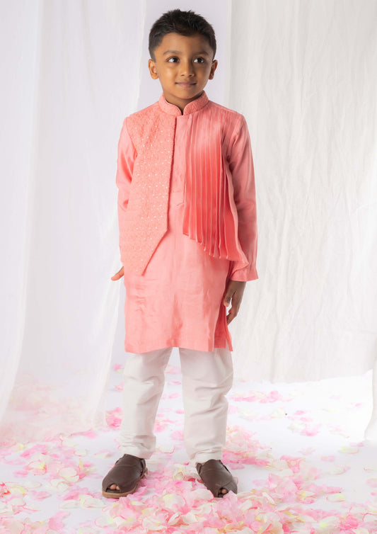 Peach Chikankari Kurta Churidar