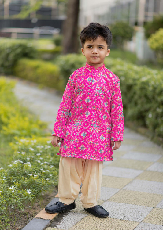 Pink Ikkat Kurta Patiala