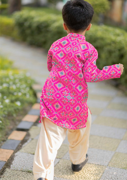 Pink Ikkat Kurta Patiala