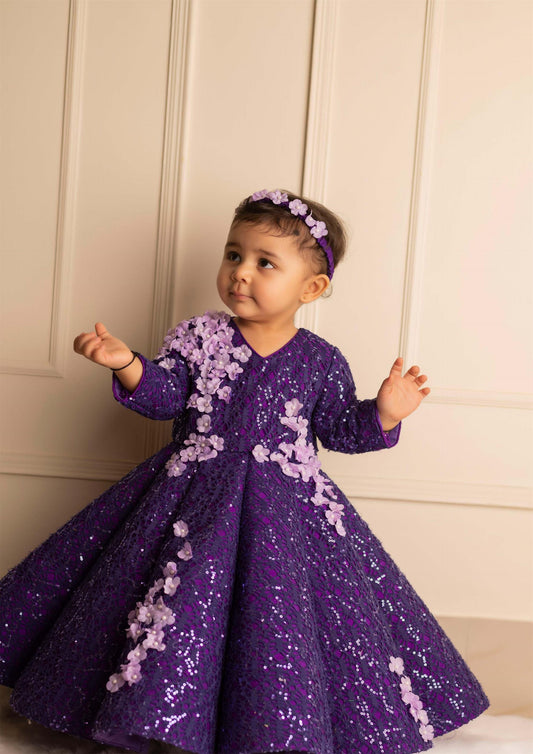 Purple Flower Structure Gown