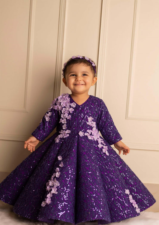 Purple Flower Structure Gown