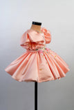 Peach Embroidery Luxury Satin Dress