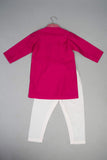 Pink Yellow Knot Embroidery Kurta