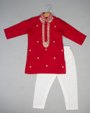 Red Knot Embroidery Kurta