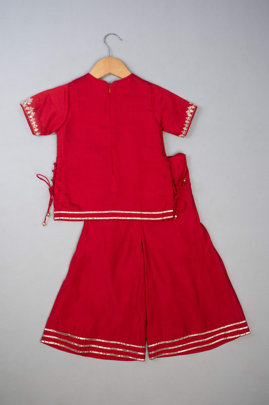 Red Knot Embroidery Palazzo set