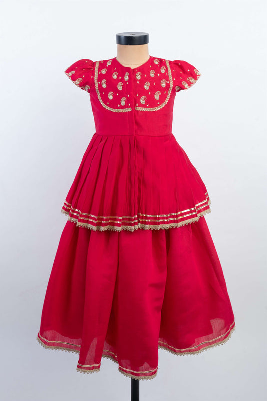 Pink Kairi Peplum Ghaghra