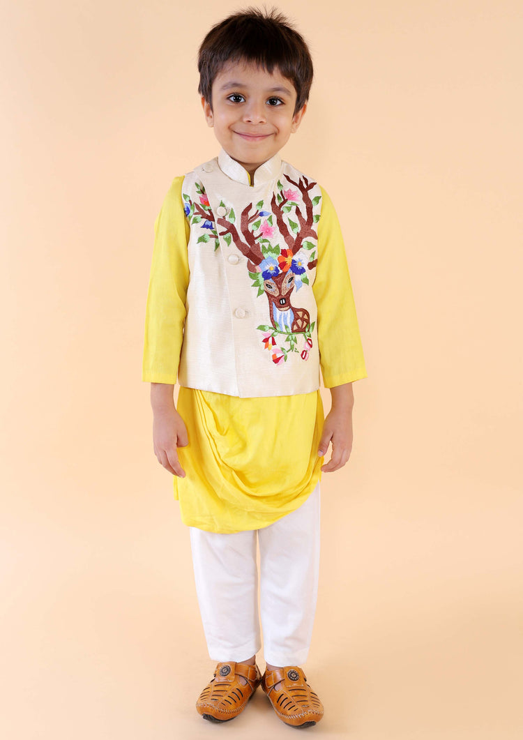 Yellow Reindeer Nehru Set