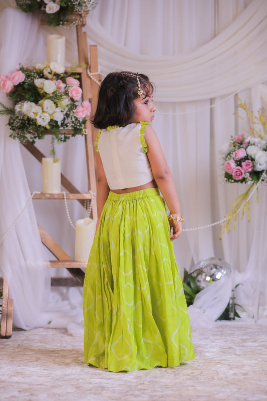 Green Bandhej Embroidery Palazzo Set