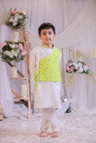 Green Bandhej Side Cut Kurta
