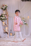 Shimmery Pink Mirror Embroidered Silk Kurta With Churidar