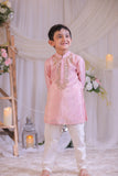Shimmery Pink Mirror Embroidered Silk Kurta With Churidar