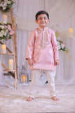 Shimmery Pink Mirror Embroidered Silk Kurta With Churidar