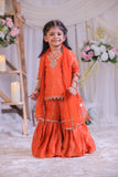 Orange Tissue Sharara Set