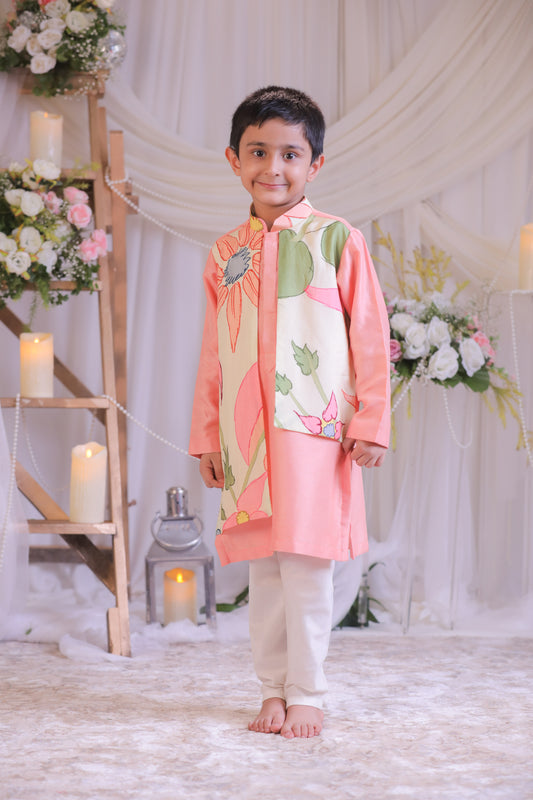 Peach Floral Kurta Churidaar