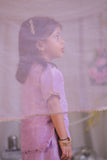 Lilac Shimmer Pearl Embroidered  Kurti With Palazzo And Dupatta