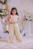 Shimmery Beige Embroidered Top With Palazzo