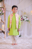 White Green Ikkat Kurta Churidar