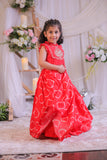 Red Bandhej Embroidery Ghagra Set