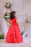 Red Bandhej Embroidery Ghagra Set