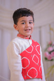 Red Bandhej Side Cut Kurta