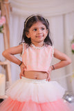 Peach Pearl Frill Ghaghra Set