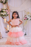 Peach Pearl Frill Ghaghra Set