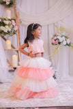 Peach Pearl Frill Ghaghra Set