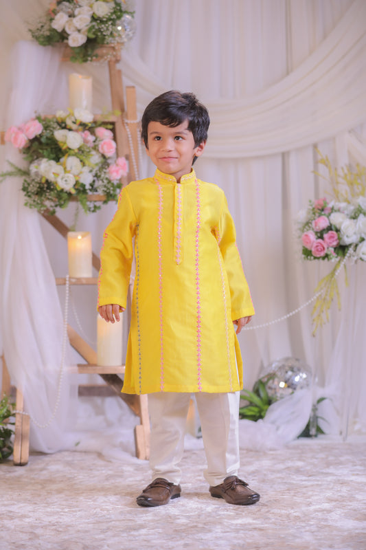 Yellow Chanderi Kurta