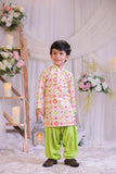 White Green Ikkat Kurta Patiala