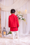 Red Dori Embroidered Kurta Churidaar With Jacket