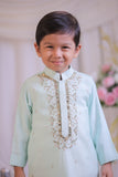 Sea Blue Embroidered Kurta and Churidar