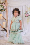 Sea Blue Embroidered Peplum Top And Sharara