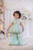 Sea Blue Embroidered Peplum Top And Sharara