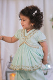 Sea Blue Embroidered Peplum Top And Sharara