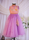 Lilac Peach Embroidery Ghaghra