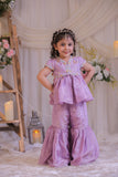 Purple Tissue Sharara Set