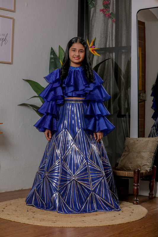 BLUE METALLIC GHAGHRA