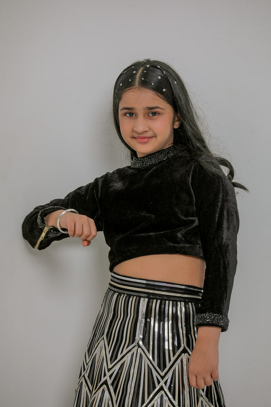 Black Metallic Ghaghra