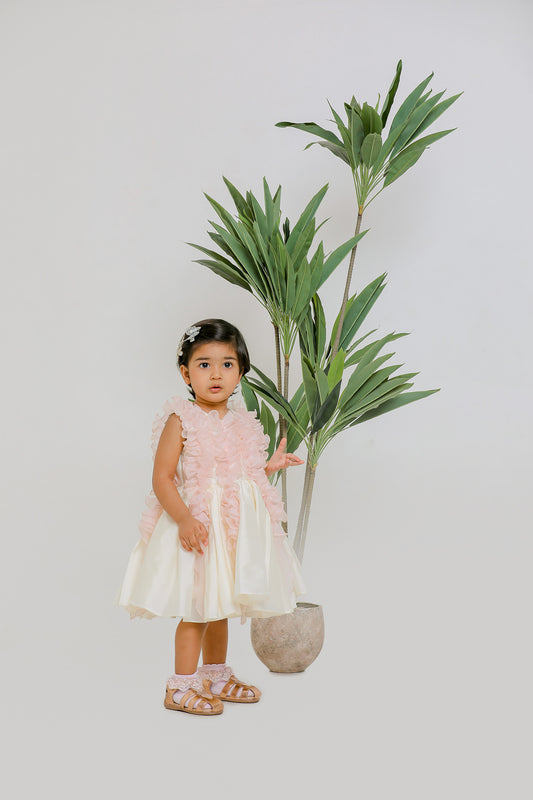 White Peach Ruched Dress