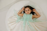 White Blue Ruched Dress