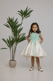 White Blue Ruched Dress
