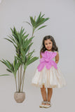 White Silk Dress With Lilac Petals